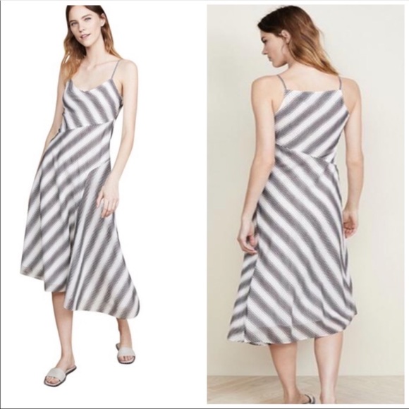 Theory Black and White Striped Midi Dress - Picture 1 of 8